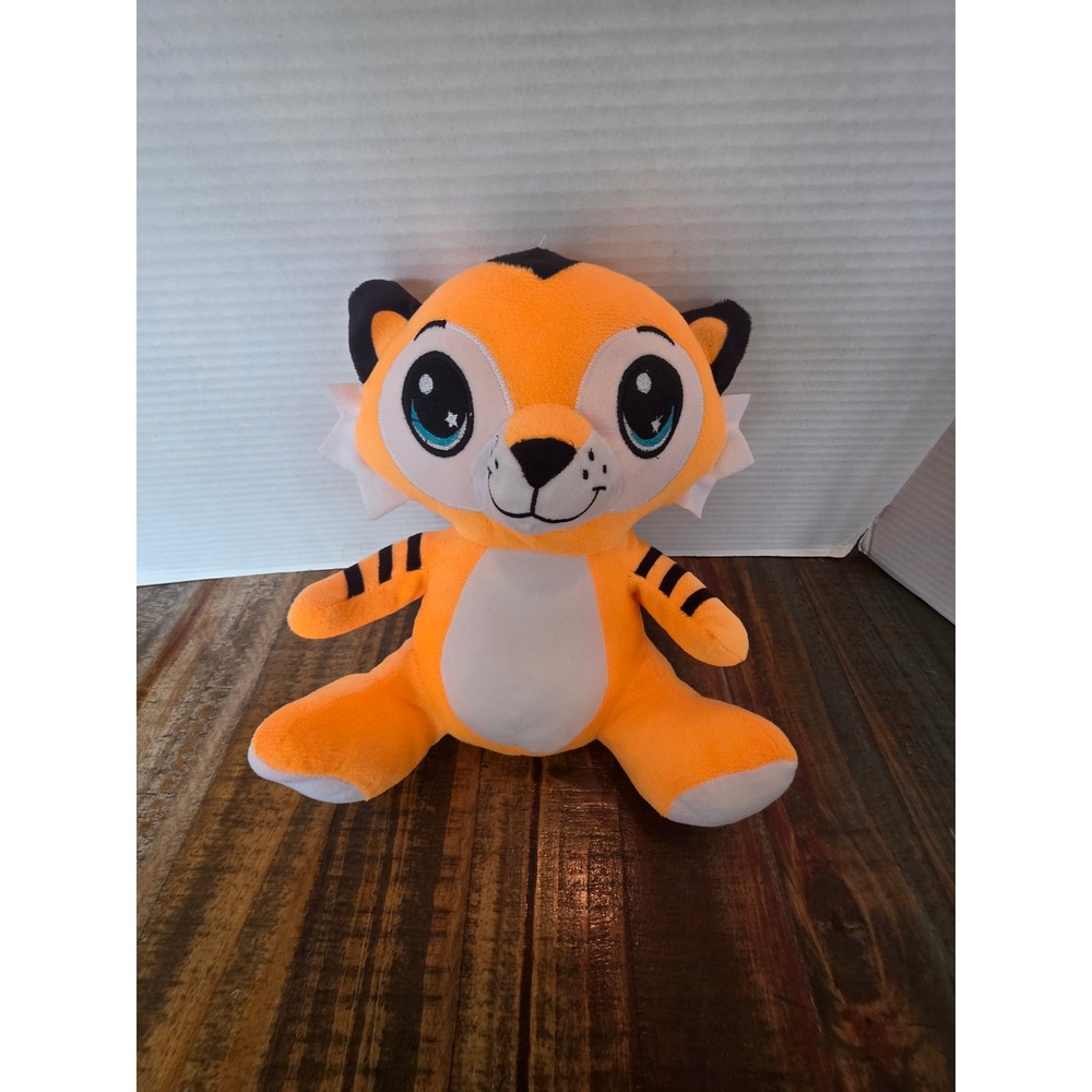 BMI Merchandising Orange Tiger Plush Stuffed Animal Blue Eyes Sitting 9β Inch